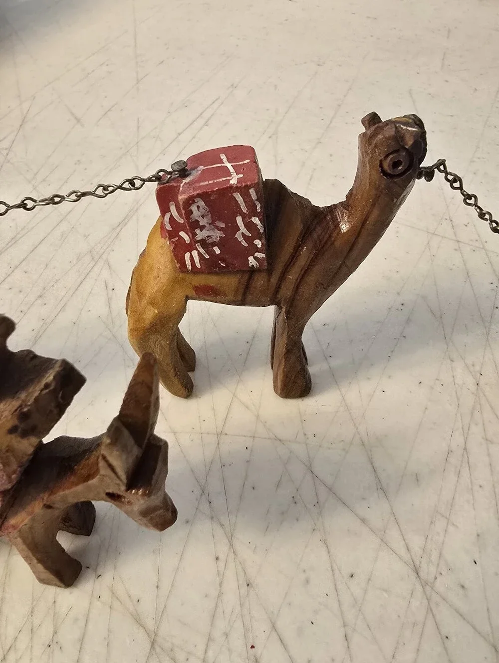 VTG Bethlehem Camel Olive Wood Hand Carved  Figurines 2 Donkeys 3 Camel READ